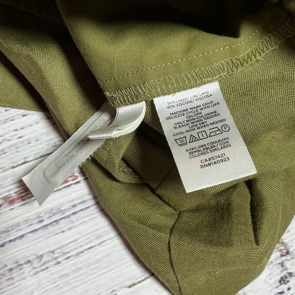 NWOT LOFT Linen blend Army Green drawstring shorts. Size XS. - Picture 6 of 9